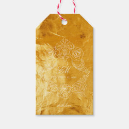 Vapensköld Monogram Ornament Guld Struktur Bröllop Presentetikett