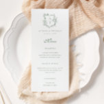 Vapensköld Monogram Sage Grönt Bröllop Meny<br><div class="desc">Blommigt vapensköld Sage grönt monogram bröllop-meny.</div>
