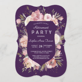 Vapensköld Peach Peonies Lila Rosa Pension Party Inbjudningar