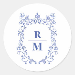 Vapensköld personlig Monogram-etikett bröllop Runt Klistermärke