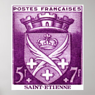 Vapensköld Sanktt Etienne frankrike Poster