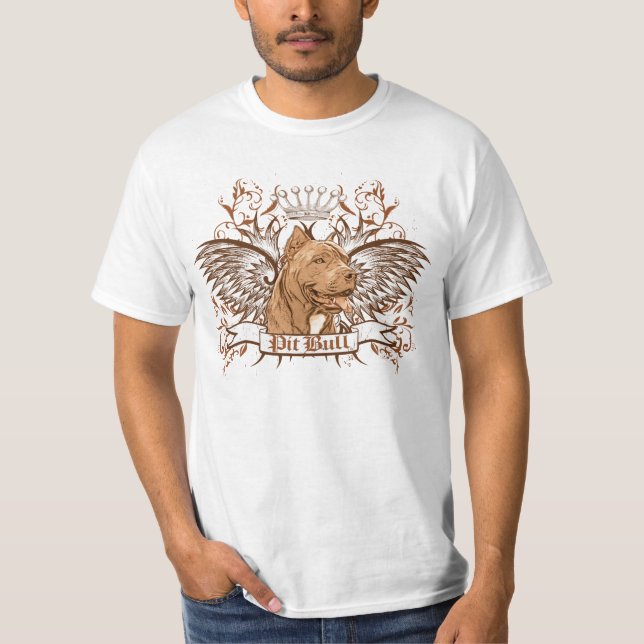 Vapensköld & vingar för groptjurhund tee (Framsida)