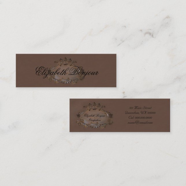 Vapensköld~-visitkort/slank kunglig krona för mini visitkort (Fram/baksida)