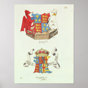 Vapensköldar av Henry VII och Elizabeth av York Poster