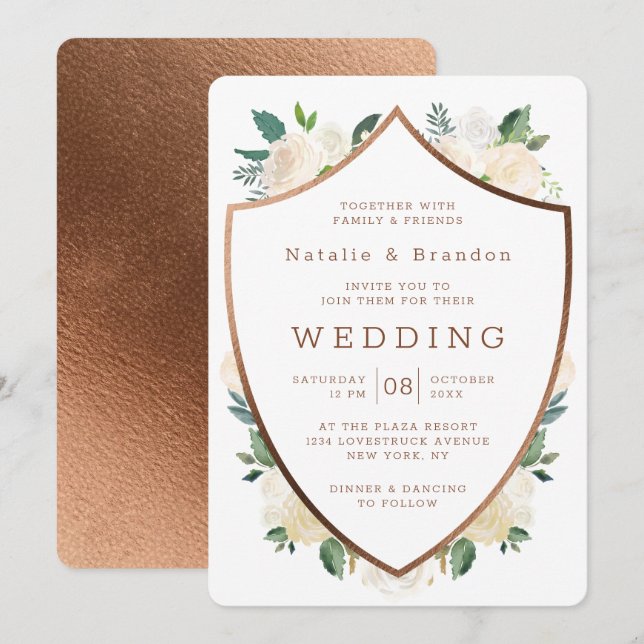 Vapenskölden Bröllop i jordbrukshus Fresh Rustic F Inbjudningar (Fram/baksida)