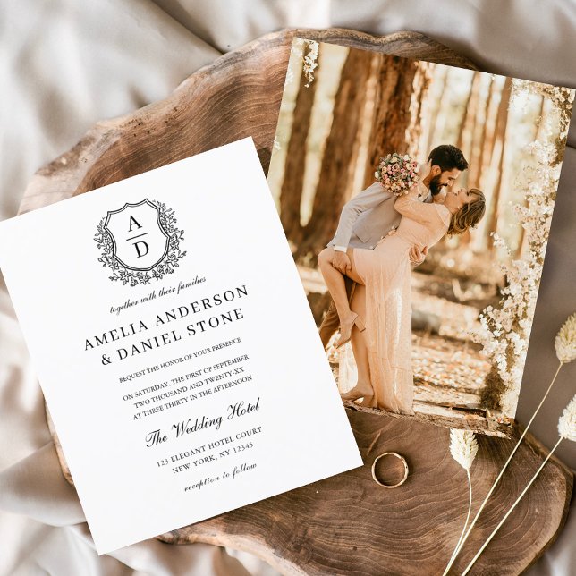 Vapenskölden Budget Blommigt Monogram Bröllop Eleg Flygblad (Skapare uppladdad)