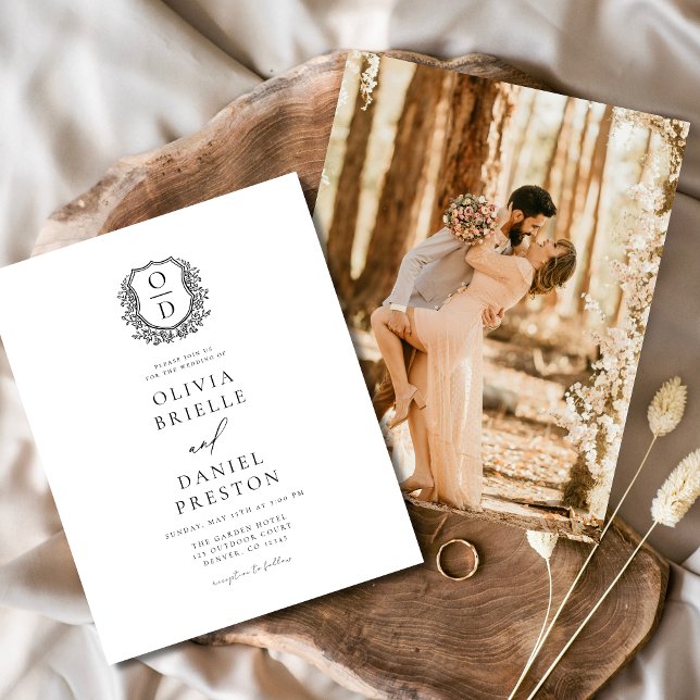 Vapenskölden Budget Blommigt Monogram Bröllop Eleg Flygblad (Skapare uppladdad)