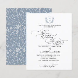 Vapenskölden Budget Dusty Blue Blommigt Monogram B