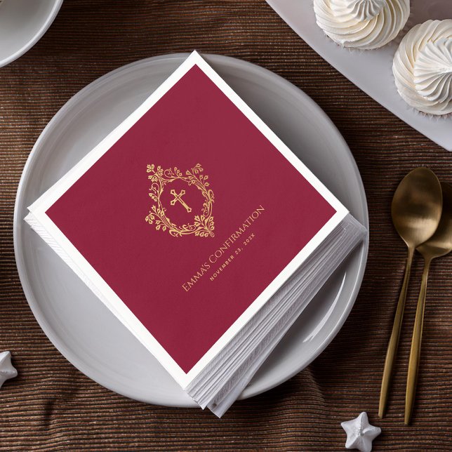 Vapenskölden Burgundy Guld Kor Ornate för flickor Pappersservett (Skapare uppladdad)