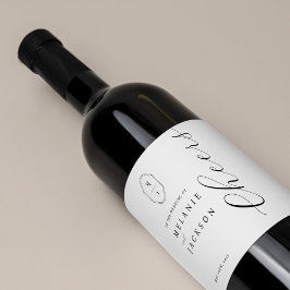 Vapenskölden Cheers Black & White Personlig Monogr Vinflaska Etikett