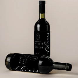 Vapenskölden Cheers Black & White Personlig Monogr Vinflaska Etikett