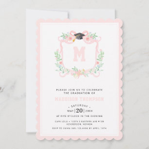 Vapenskölden Coquette Ribbon Studenten Monogram Inbjudningar
