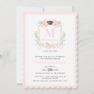 Vapenskölden Coquette Ribbon Studenten Monogram Inbjudningar
