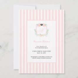 Vapenskölden Coquette Ribbon Studenten Monogram Inbjudningar