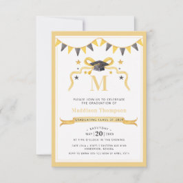 Vapenskölden Coquette Ribbon Studenten Monogram Inbjudningar