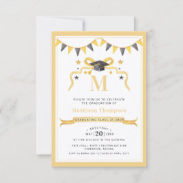 Vapenskölden Coquette Ribbon Studenten Monogram Inbjudningar