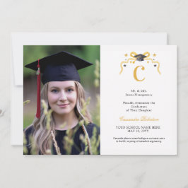 Vapenskölden Coquette Ribbon Studenten Monogram Inbjudningar