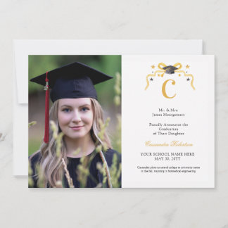 Vapenskölden Coquette Ribbon Studenten Monogram Inbjudningar