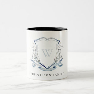 Vapenskölden elegant Blue Wildblomma Watercolor Mo Två-Tonad Mugg