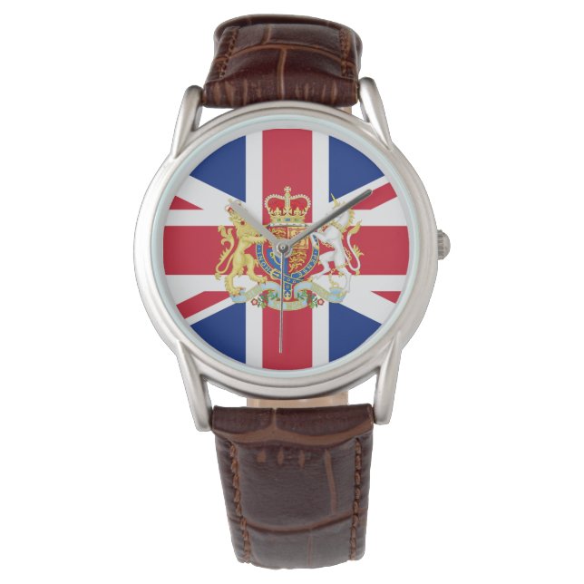 Vapenskölden för Flagga och Royal i British Union Armbandsur (Framsida)