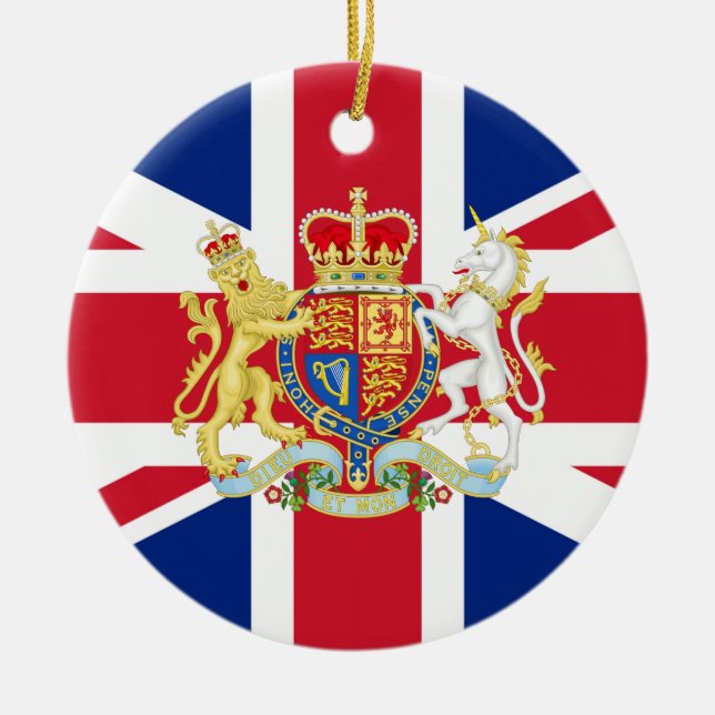Vapenskölden för Flagga och Royal i British Union Julgransprydnad Keramik (Framsidan)