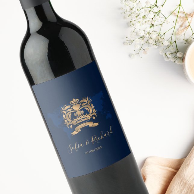 Vapenskölden för passets destinationsbröllop i Gul Vinflaska Etikett (Skapare uppladdad)