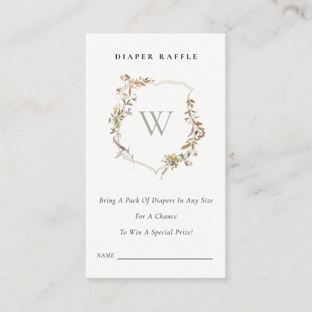  Vapenskölden för Wildblomma Diaper Raffle Baby Sh Tilläggskort (Framsida)