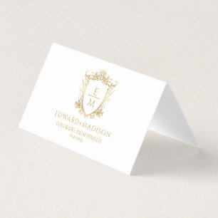Vapenskölden Guld Bröllop Initialer och Bröllop Bl Visitkort