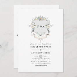 Vapenskölden Lakeside Bröllop Monogram Inbjudningar