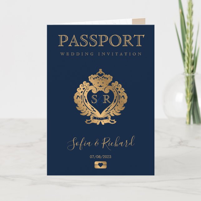 Vapenskölden Mexiko Destination Wedding Passport G Inbjudan (Framsida)