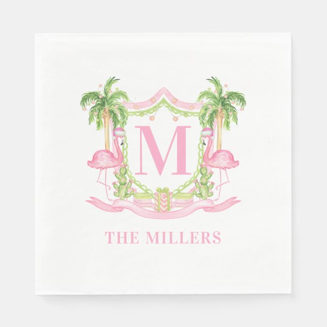 Vapenskölden Preppy Flamingo Pappersservett (Framsidan)
