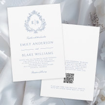 Vapenskölden QR-Elegant Formell Dusty Blue Bröllop