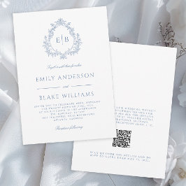 Vapenskölden QR-Elegant Formell Dusty Blue Bröllop Inbjudningar