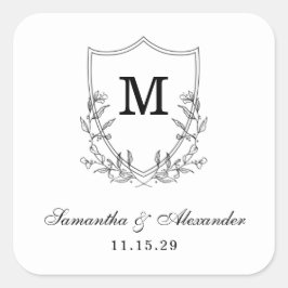 Vapenskölden Svartvitt för elegant Fyrkantigt Klistermärke