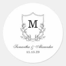 Vapenskölden Svartvitt för elegant Runt Klistermärke