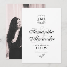 Vapenskölden Svartvitt för elegant Spara Datumet