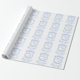 Vapenskölden Watercolor Designer Blue Monogram Presentpapper
