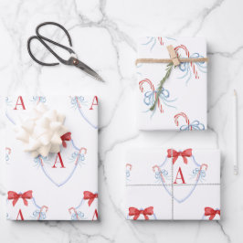 Vapenskölden Watercolor Monogram Bow Candy cane