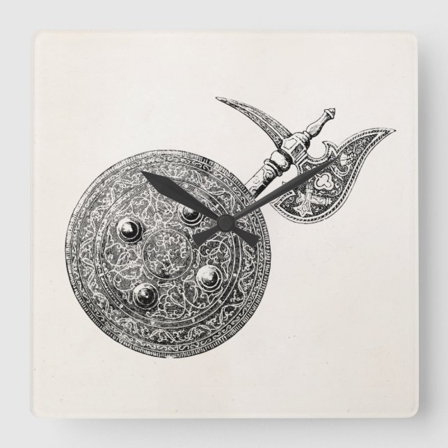 Vapensköldyxan skyddar det medeltida vapen för fyrkantig klocka (Framsida)