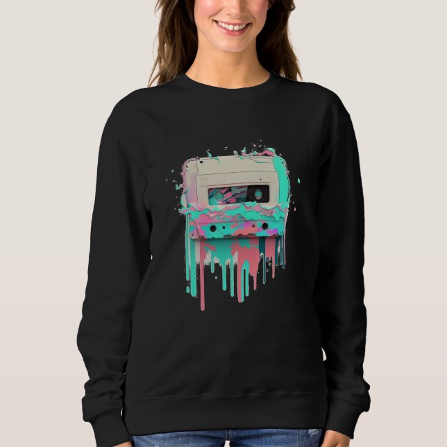 Vaperwave Aesthetic Glitch Cassette Tape Retrowave T Shirt (Framsida)