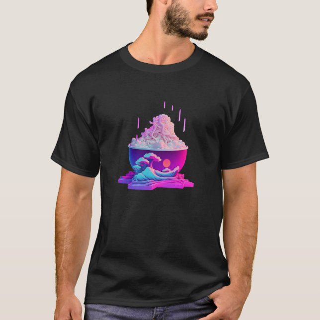 Vaperwave Aesthetic Glitch Palm Retrowave Synthwav T Shirt (Framsida)