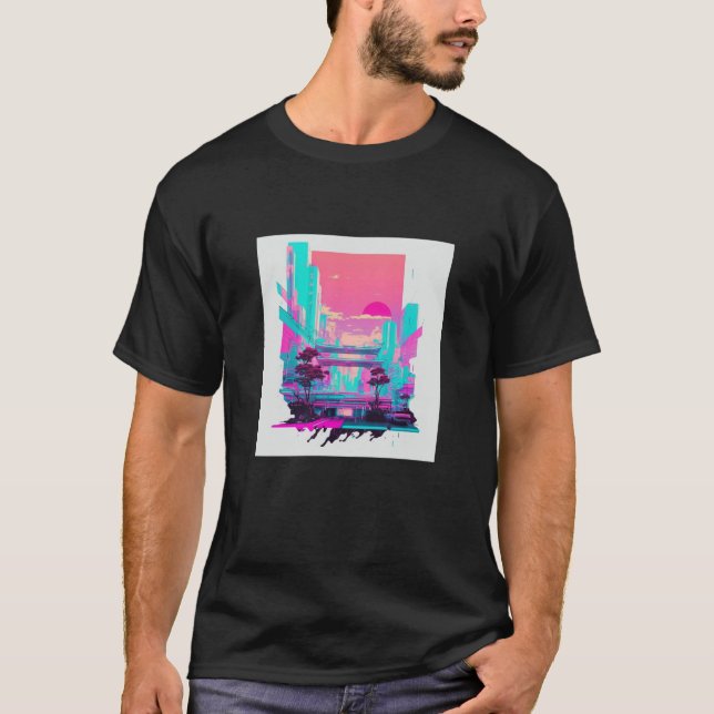 Vaperwave Aesthetic Glitch Retrowave Synthwave  11 T Shirt (Framsida)