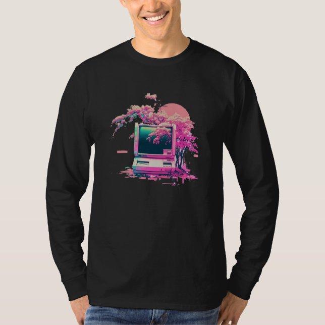 Vaperwave Aesthetic Glitch Retrowave Synthwave  14 T Shirt (Framsida)