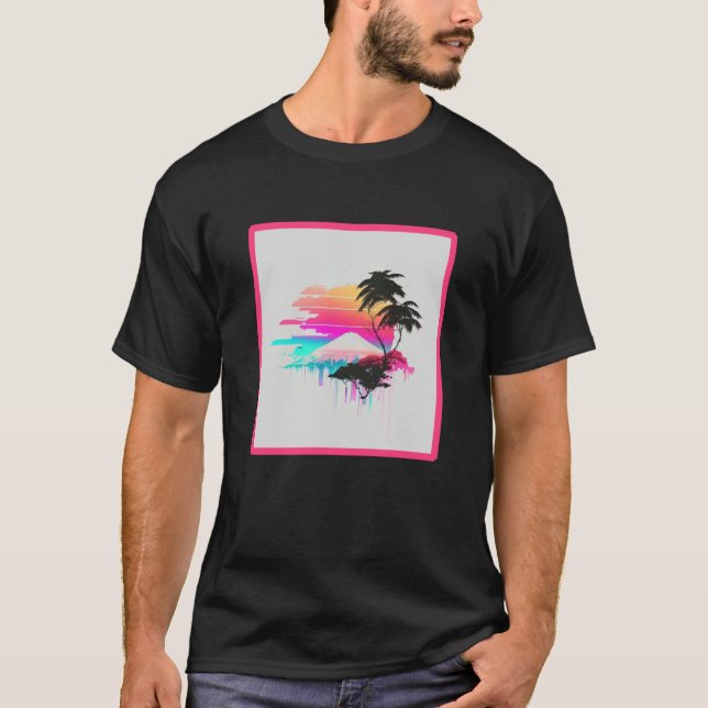 Vaperwave Aesthetic Glitch Retrowave Synthwave  2 T Shirt (Framsida)