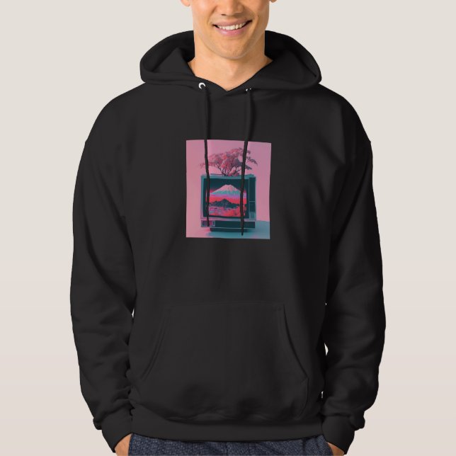 Vaperwave Aesthetic Glitch Retrowave Synthwave  4 Hoodie (Framsida)