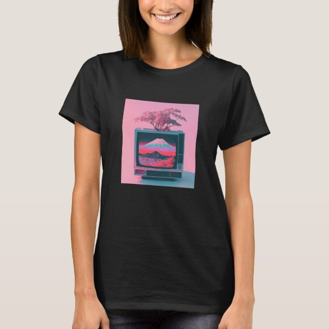Vaperwave Aesthetic Glitch Retrowave Synthwave  4 T Shirt (Framsida)