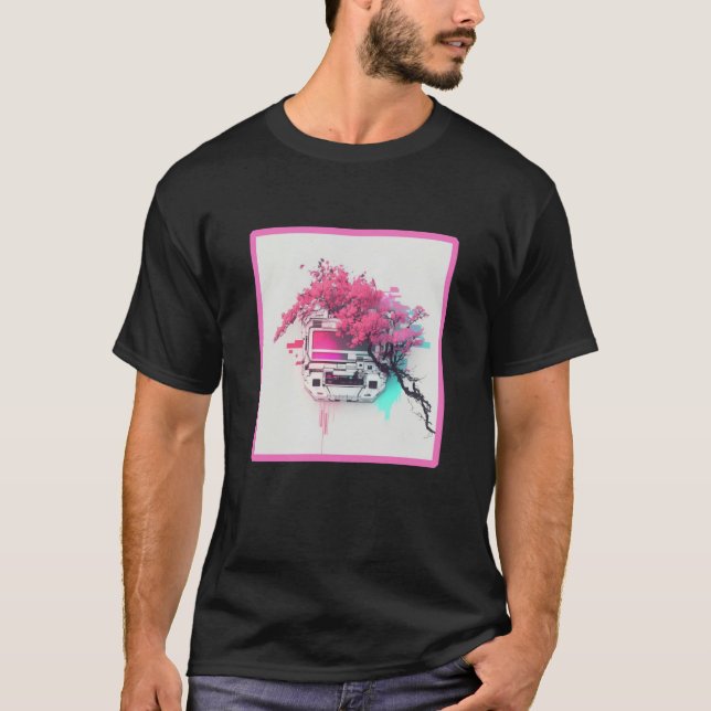 Vaperwave Aesthetic Glitch Retrowave Synthwave  8 T Shirt (Framsida)
