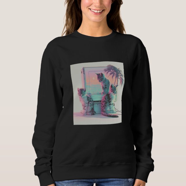 Vaperwave Aesthetic Glitch Retrowave Synthwave T Shirt (Framsida)
