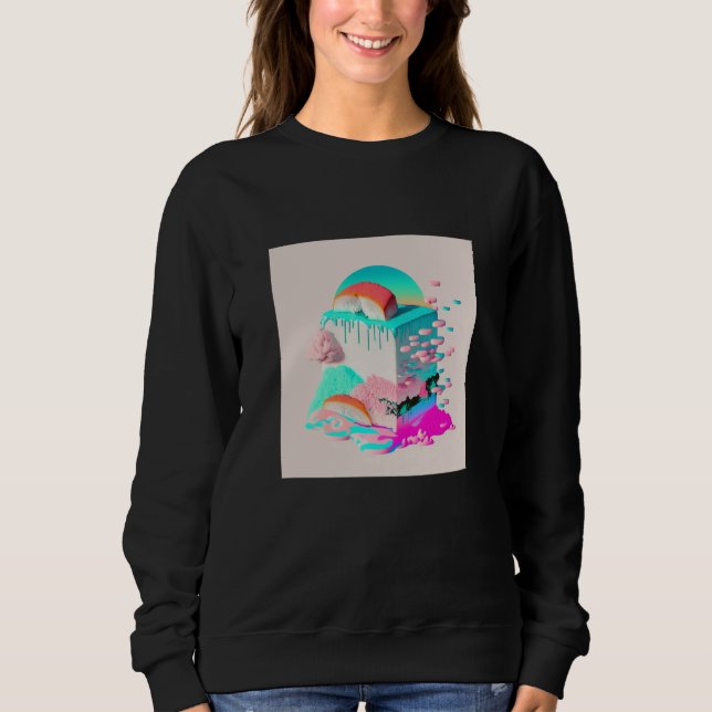 Vaperwave Aesthetic Glitch Sushi Retrowave Synthwa T Shirt (Framsida)