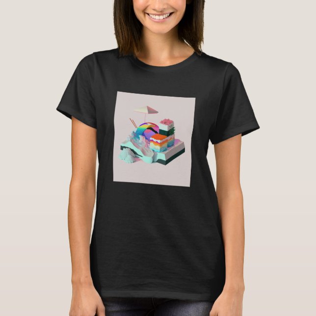 Vaperwave Aesthetic Glitch Sushi Retrowave Synthwa T Shirt (Framsida)